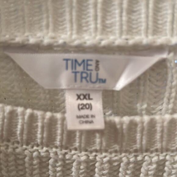 Time and Tru Cream Royal Blue Emerald Green Lagen Long Sleeve Knit Sweater XXL - Picture 4 of 5